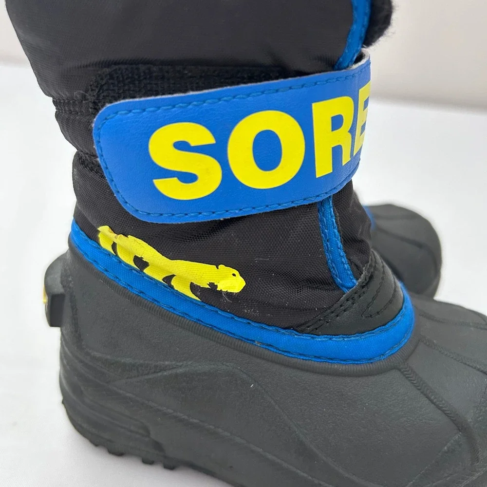 Sorel Snow Commander Boots Little Kids 6 Black Blue Waterproof Insulated Winter